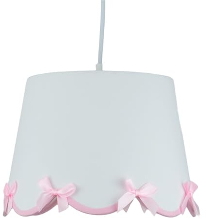 New White Decorative Scalloped Bow Fabric Lamp Shade – Stylish Light Shade for Table or Floor Lamps, Adds Classic Elegance to Living Room, Bedroom, or Hallway Decor-N07
