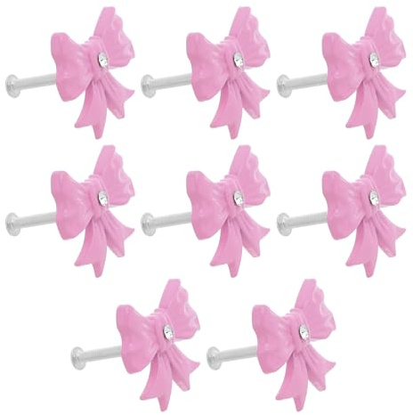 IWOWHERO Tiradores Cajones Lazo Rosa 8 Piezas Pomo De Tocador De Un Solo Orificio Tirador De Armario Para Cocina Cajonera Alacena Dormitorio Infantil Y Escritorio