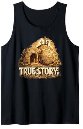 Verdadera Historia de Pascua Cristiano Jesucristo Tumba Vacía Cruz Camiseta sin Mangas