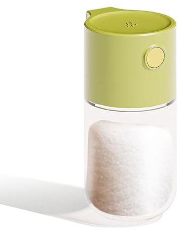 Dispenser di sale e pepe con coperchio, dispenser di spezie quantitativo preciso a pressione, bottiglia trasparente, misuratore di condimenti con coperchio, per cucinare