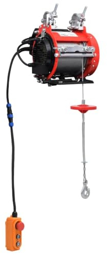 Ordellia Polipasto eléctrico de 500 kg, 230 V, carcasa de acero, 1000 W, cable de alambre de 30 m, IP54, cabrestante para transporte de materiales, construcción, garaje, taller, con parada de