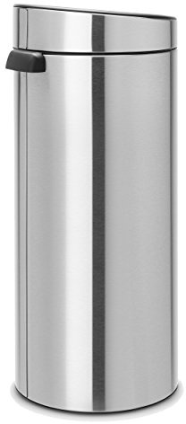 Brabantia 30L Kitchen Touch Bin New (Matt Steel Fingerprint Proof) Removable Lid, Soft-Touch Open, Easy Clean Rubbish Waste Bin + Bin Bags