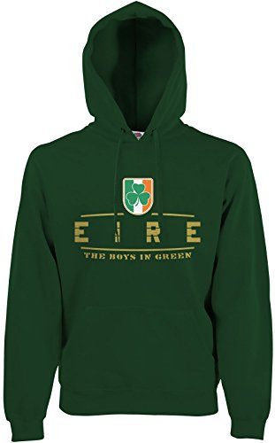 AkyTEX Irland Eire Fan-Hoodie EM-2021 Kapuzenpullover Flaschengrün XL