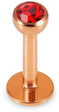 Monster Piercing 3MM roter Kristallstein mit Innengewinde Kugel mit 16 Gauge - 6MM L?nge Rotgold chirurgischer Stahl Madonna Labret-Schmuck