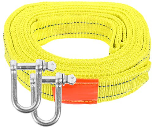Abschleppgurt Seil Auto Fahrzeug Hochleistungs-Bergungsseil 5 Tonnen Doppelschichten Outdoor-Abschlepp-Kit für Auto LKW ATV Geländewagen 5M (Gelb)