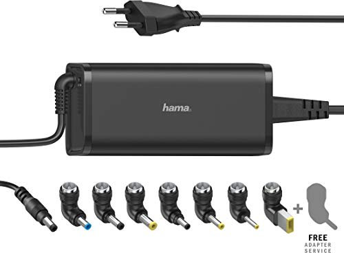 Hama 90W Chargeur Rapide Universel pour PC Portable 15-19V - [8 Adaptateurs] [Protection Contre la surchauffe & sur-tensions] Noir