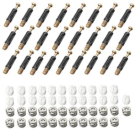 Pamtns 25 Piezas Tornillos de Fijación para Muebles Conector de Muebles Excéntrico Accesorio Juego Conectores para Muebles para Accesorios de Conexión Muebles Armarios de Mesa de Gabinete