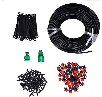Drip Irrigation Kit, 50m Garden Irrigation System with 4/7 Hose Drip Nozzle Kit, Drip Irrigation Tubing Automatic Irrigation System for Hanging Baskets for Terraces for Balconies