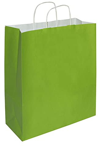 goodsforbusiness GmbH 50 x Papiertaschen grün, Gr. 22 x 10 x 28,5 cm | Papiertüte mit Papier-Kordelgriff | sehr stabile Papiertüten aus 100g/qm Kraftpapier