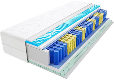 Godre Matratze 70x200 cm Doppelmatratze, H3 Mittelfest Federkernmatratze, Taschenfederkernmatratze 21 cm Hoch Latex Profilierter Visco Memory Hypoallergene, HR-Schaum Remo Visco Molet