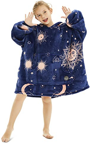 THREE POODLE Sweat à Capuche Enfant, Couverture à Capuche Surdimensionnée, Poncho Polaire Pull Plaide Pelucheux en Sherpa pour Enfant, Hommes et Adultes, Cadeau