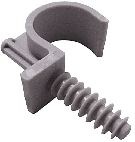 Bricoloco Abrazadera de nylon para sujección de tubos, conductos y cables. Taco grapa de sujección de tubo y cable. Taladro broca de 8 mm (100, 25 mm)