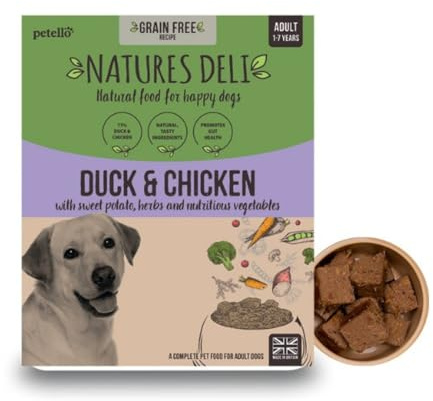 Natures Deli Adult Wet Dog Food Trays, Duck & Chicken, 395 g (7-Pack) | Grain Free, Full of Sweet Potato & Vegetables, Convenient Tray Packaging, No Artificial Additives