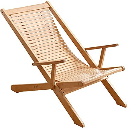 oiakus Bambus-Lounge-Stuhl, Faltbarer Liegestuhl aus Holz, 5-Gang-verstellbare, ergonomische hohe Rückenlehne, leicht zu tragen, 150 kg belastbar, für die Veranda im Garten im Freien