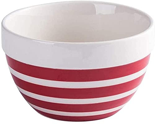 GTTFX Cuencos Hogar japonés Lindas Rayas Azules y Blancas Rayas Rojas y Blancas Come Arroz Ensalada Cuenco de cerámica para Catering y ensaladeras caseras(Color:Red;Size:15.5 * 9.5CM)