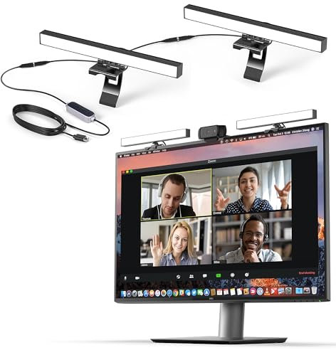 HumanCentric Video Conference Lighting - Webcam Light for Streaming, LED Monitor and Laptop Light for Video Conferencing, Zoom Lighting for Computer, Replace Ring Light for Zoom Meeting, Double Kit