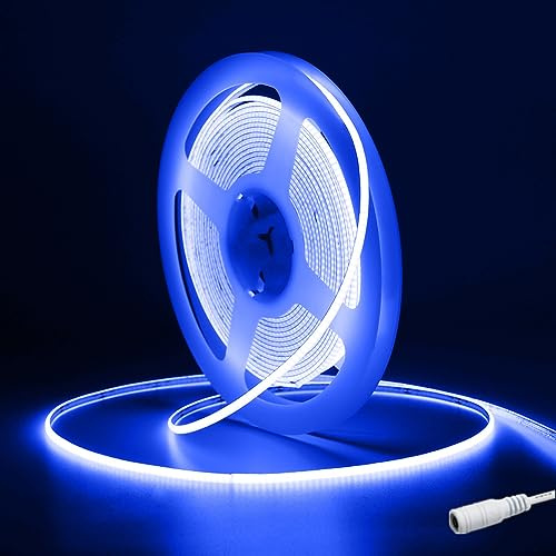 Tayire COB LED Streifen Blau, DC12V Neon Schneidbar LED Strip 5m 480LEDs/M, 2.7mm Biegbar LED Band Hohe Helligkeit LED Lichtband für für Auto FPV Raum dekoration（Netzteil Nicht Enthalten