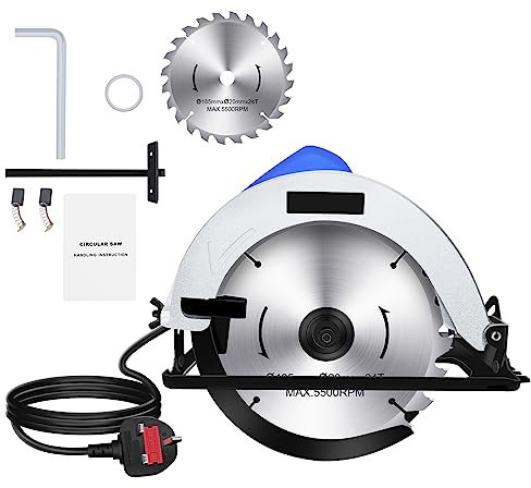 1500W 5000RPM Mini Circular Saw Electric Circular Saw for Woodworking Wood Soft Metal, Max Cutting Depth 2-5/8''(90°), Tool-Free Adjustment