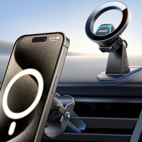 JOYROOM Handyhalterung Auto Magnet mit 20 x N55 Magneten, 2-in-1 Autohalterung mit MagSafe, Magnetische Handyhalterung Auto für iPhone 16 15 14 13 12 & MagSafe Hülle und Alle Telefone