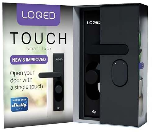 Shelly LOQED Touch Smart Lock Nero - Serratura Smart Wi-Fi Senza Chiave Con Touch-To-Open, Codice e Chiavi Digitali, Controllo Remoto Tramite App Shelly, Standard EN1303, EN15684 e SKG Tre Stelle