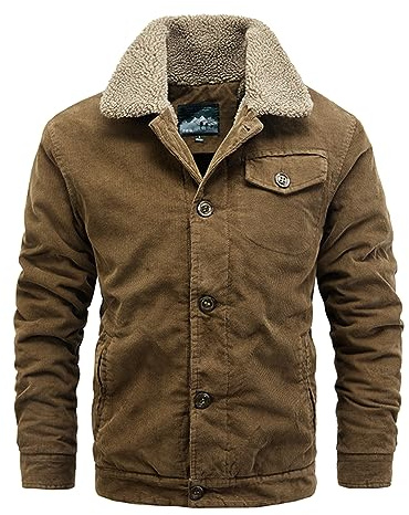 TienNew Giacca Uomo in Velluto a Coste Foderata Spessa Giubbotto da Uomo Leggero Giacca Militare Comodo Giacca Casual Autunno Aviatore Invernale (Coffee,4XL)