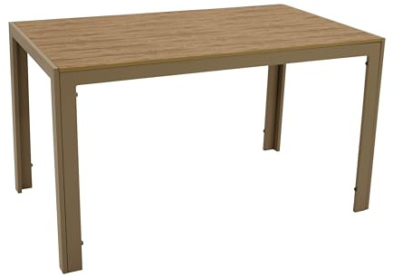 DEGAMO Gartentisch Sorano 70x125cm rechteckig, Gestell Aluminium champagnerfarben, Tischplatte Kunstholz braun, wetterfest, Outdoor