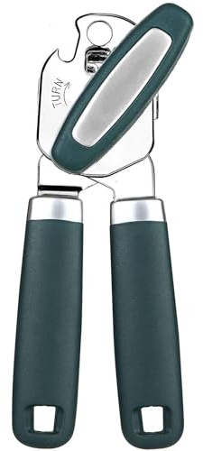 Apriscatole con magnete, apriscatole manuale professionale 3 in 1, multifunzione, apribottiglie, da cucina, in acciaio inox, resistente, con bordo liscio, per cucina e anziani (29 verde)