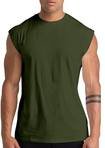 Holure 1 eller 3 eller 5-pack gym linnen för män träning ärmlös t-tröjor atletisk muskeltank träning bodybuilding skjortor, gRÖN, XL