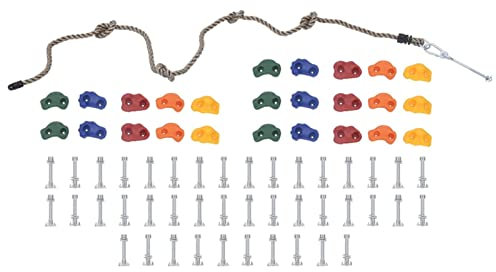 Camerina Klettergriffe mit Seil 25 STK. Mehrfarbig Mehrfarbig Kletterwand Kinder Klettergriffe Outdoor