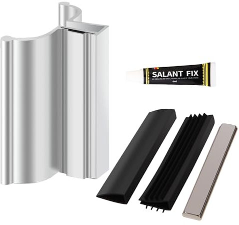 dakewang 3 Frameless Shower Door Handle with Metal Strike and Strip fits 1/8, 5/32, 3/16 and 1/4 Thick Swing Glass Shower Doors.