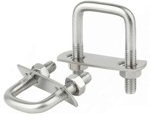 Abrazadera de tubo cuadrada con pernos en U para remolque de barco M8 de acero inoxidable, paquete de 2 abrazaderas de tubo, Clip de fijación con tuercas y placa de marco