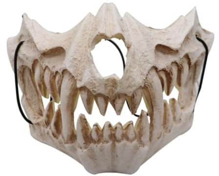 Peosaard Wolf Maske, Halloween -Skelettmaske, gruselige Werwolf Halbschädelmaske, Cosplay -Kostüm Halbgesicht Zähne Schädel Party Cosplay Mask Festival Halbmaske, Halloween -Schädelmaske