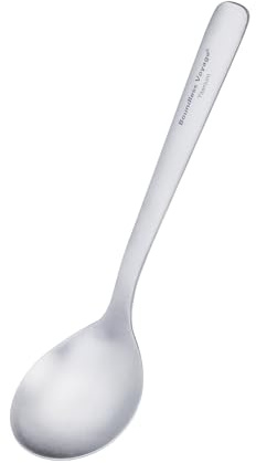 iBasingo Cuchara de titanio de 18,1 cm con cuenco grande, de metal, ligera, para camping, duradera, mango largo, cuchara de sopa Ti1068T