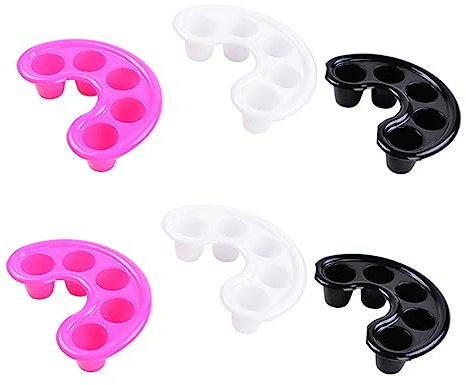 PLAFOPE 6piezas Cuencos De Remojo Para Manicura Resistente Golpes Con Orificios Tazones Para Uñas Suavizan Cutículas y Eliminan Piel Muerta Negro y Rosa Para Cuidado De Manos
