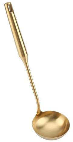 lvifloae Gold Stainless Steel Ladle Spoon Big Soup Ladle Kitchen Spatula Turner Cooking Tool Rustproof Heat Cooking Spoon for Kitchen Dishwasher Safe