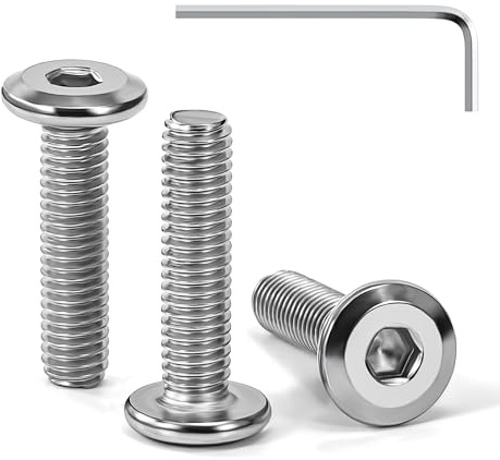 Tunejoy Tornillos de Cabeza Plana M6 x 25 mm Tornillo de Cabeza Hexagonal de Acero Inoxidable A2 V2A Perno de Muebles con llave Allen Rosca Completa 30 Piezas