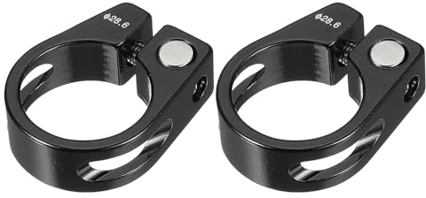 PATIKIL 28.6mm Aluminum Alloy Bike Seat Post Clamp, 2 Pcs Quick Release Clamp for Mountain Road Hybrid Touring Bike, Black