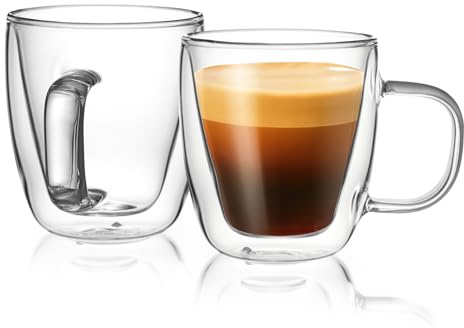 Sweese 5oz Double Wall Glass Espresso Cups Set of 2, Espresso Shot Cups Perfect for Cappuccino, Latte, Tea