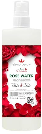 Premium Rose Water – Natural Hydrating Toner & Skin Brightening Mist, Pure Rose Essence for Soft, Glowing, and Refreshed Skin – 250ml by Eternal Beauty