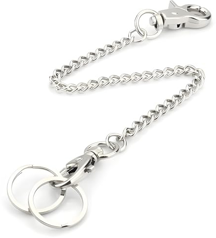 Wisdompro Wallet Chain 40.5cm, Jeans Decorative Chain, Trendy Personalised Belt, Dog Buckle with Lobster Buckle and 2 Key Rings for Keys, Wallets, Jeans, Pants, Belt Loops, Purses, Handbags