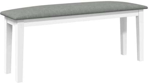 vidaXL Banco 110 cm Madera Maciza Caucho Blanco, Banco, Silla de Banco, sofá de Banco, Asiento de Banco, Asiento de Banco, Banco de Interior