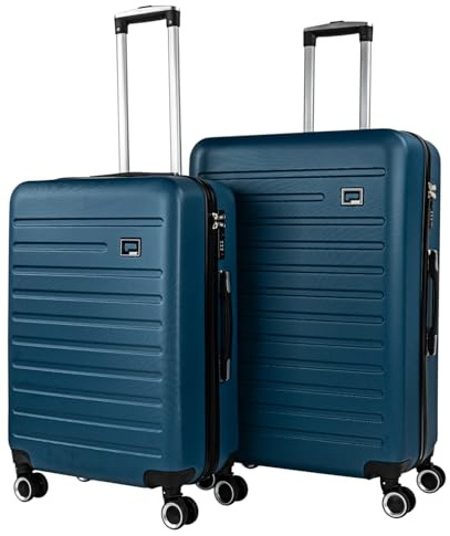 SKPAT - Juego Maletas De Viaje rígidas Trolley con Candado de Combinación y 4 Doble Rueda 360° Set Maletas De Viaje Ligeras y Resistentes, Marino