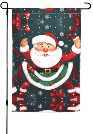 Winter-Gartenflagge mit Weihnachtsmann-Aufdruck, doppelseitig, für Gartendekoration (nur Flagge)