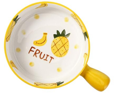 Garneck Keramik Obstschale mit Henkel 1Stück Salatschüssel für Küche Mikrowellenfest Einfach zu Reinigen für Obst Salat und Snacks