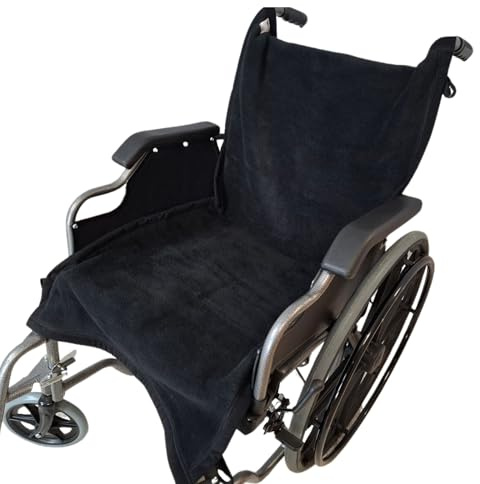 SENIORI Rollstuhl Sitzunterlage - Weiche, warme Unterlage mit Befestigung - 100x46cm, Kuscheliger Sitzschutz für Rollstuhlfahrer (7. Schwarz)