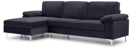 Atrapamuebles Sofá Chaiselongue LUSINA Reversible Negro