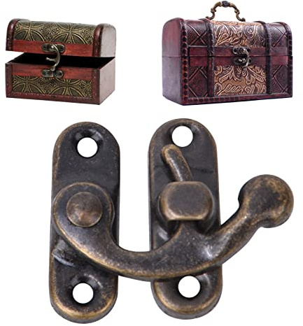30 pezzi per piccolo gancio hasp, antichi chiusura di gettetta per gioielli vintage per piccoli chiusure per legno in legno (Gancio sinistro in bronzo verde)