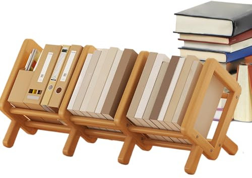 Generisch Desktop -, Desktop -Bücher,Holzkippen Bücher| Einstellbarer Buchstandstand, Multifunktionaler platzsparender Organisation für Home Library Student Tisch Kaffeetisch
