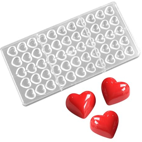 TUKE Stampo professionale in policarbonato per cioccolato, caramelle, sapone, ghiaccio, resistente, flessibile, antiaderente, lavabile in lavastoviglie, per uso alimentare (cuore)