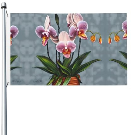 Bandiere con stampa di orchidee fiorite da 1,5 m, a prova di scolorimento, per interni/esterni, con occhielli in metallo, per decorare la casa e le vacanze